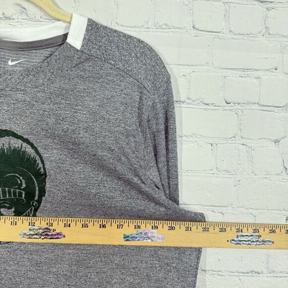 Nike Spartan Long Sleeve Shirt Men Large Gray White Layered Streetwear Dri Fit - Picture 6 of 10